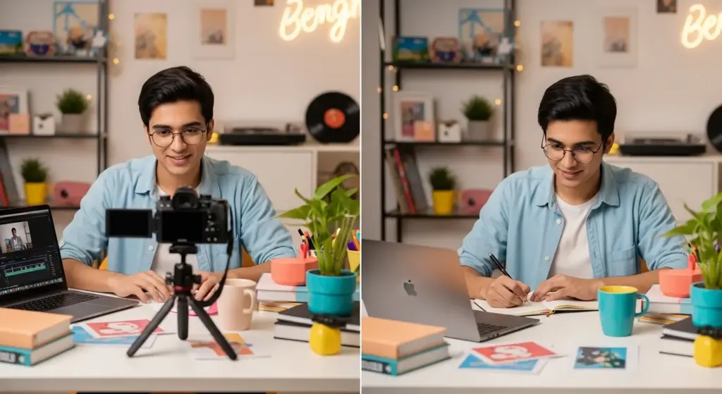 Youth creating online content to earn money