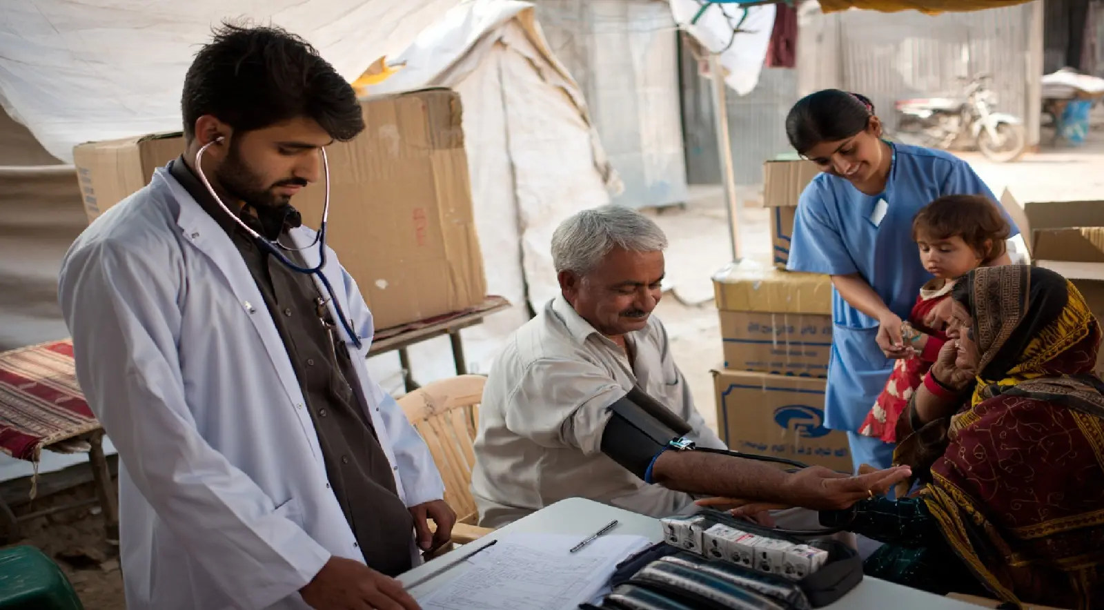 Digital illustration of medical and emergency assistance provided through zakat charity in Pakistan