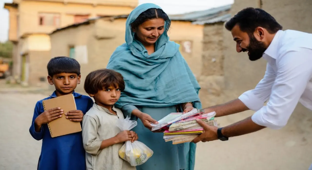 Illustration of zakat support program for widows and orphans in Pakistan